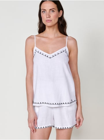 KOROSHI Bestickte spaghettitrÃ¤ger-bluse in weiß