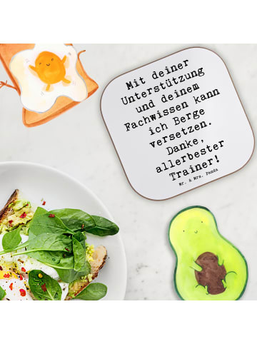 Mr. & Mrs. Panda Untersetzer Glas Spruch Bester Trainer mit Spruch in Weiß
