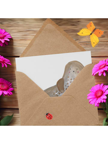 Mr. & Mrs. Panda Klappkarte Robbe Lachen ohne Spruch in Weiß