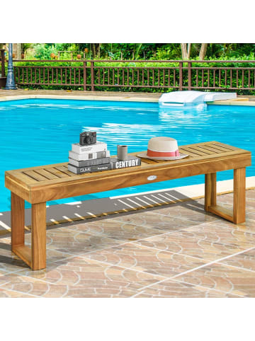 COSTWAY Gartenbank 2-Sitzer 132x34x43,5cm in Braun