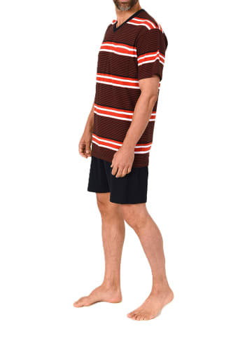 NORMANN Kurzarm Schlafanzug Shorty Pyjama Bündchen Übergröße 125 105 90 630 in rot1