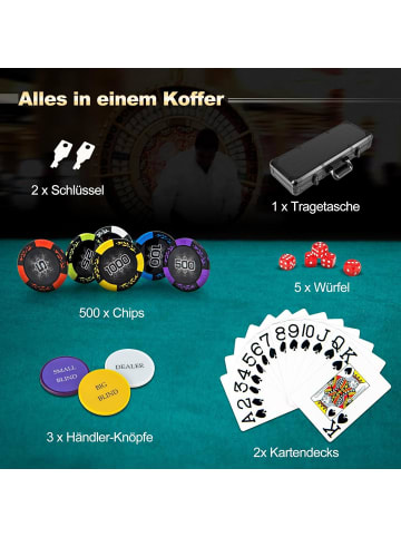 COSTWAY Pokerset 500 tlg. Chips in Schwarz
