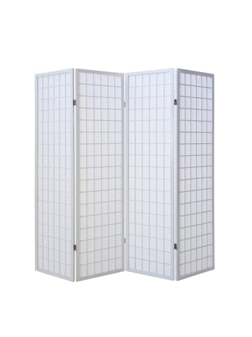 Homestyle4u 4-tlg. Paravent in Weiß 176x175