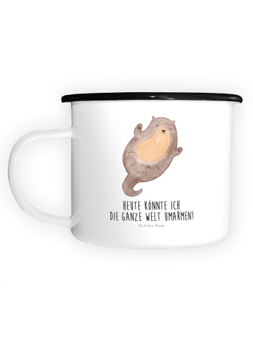 Mr. & Mrs. Panda Emaille Tasse Otter Umarmen mit Spruch in Weiß