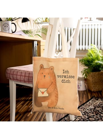 Mr. & Mrs. Panda Tote Bag Bär Vermissen Design mit Spruch in Weiß