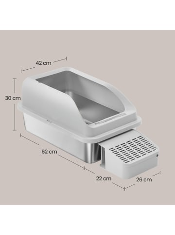 Feandrea Katzentoilette Boxal in Taubengrau - (B)62 x (H)30 x (T)42 cm