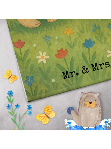 Mr. & Mrs. Panda Handtuch Bären mit Blumenkranz Design ohne Spruch in Weiß