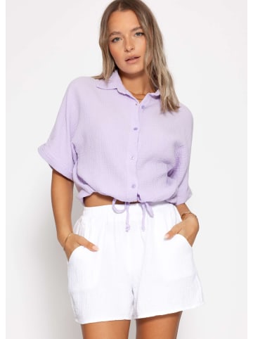 SASSYCLASSY Musselin Bluse mit Zugband in Flieder