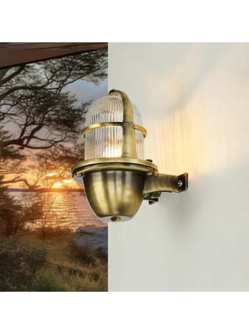 Licht-Erlebnisse Außen Wandlampe (B)11.5 x (H)18 cm in Messing Antik