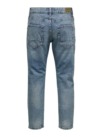Only&Sons Cropped Jeans Loose Fit Denim Straight Leg Ankle Pants Hose ONSAVI in Blau-2