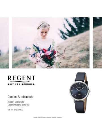 Regent Armbanduhr-Analog schwarz mittel (ca. 36mm) Regent Lederarmband
