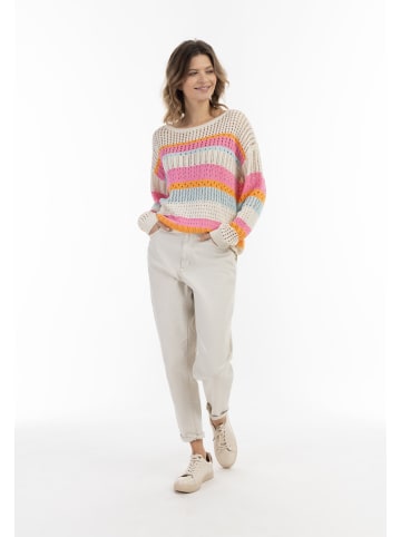 usha BLUE LABEL Damen Strick Pullover in Wollweiss Pink Orange
