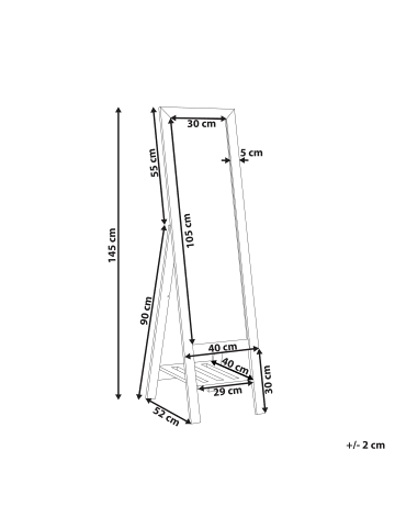 Beliani Standspiegel LUISANT in Braun - (W) 40 x (H) 145 x (L) 52 cm Vertikal