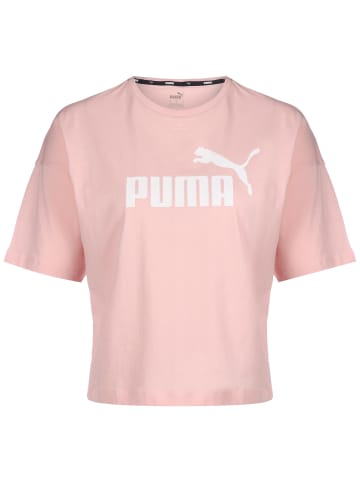 Puma T-Shirt Essentials Cropped Logo in rosa / weiß