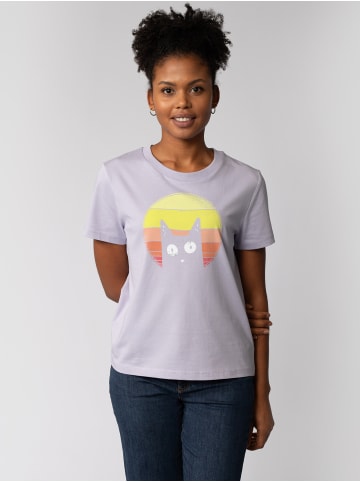 wat? Apparel T-Shirt Sunset Cat in Lavender
