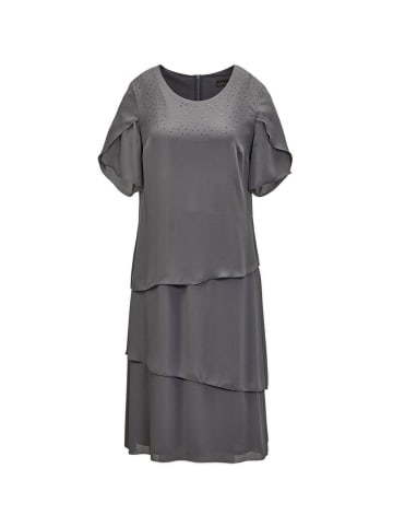GOLDNER Kurzgröße:  Kleid Elegant fallendes Stufenkleid in anthrazit