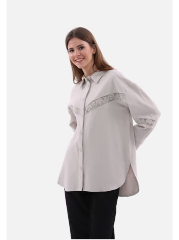 COFI 1453 Damenhemd One-Size Blusen Langarm in Stein