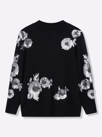 sheego by Joe Browns Pullover in schwarz-silberfarben-gemustert