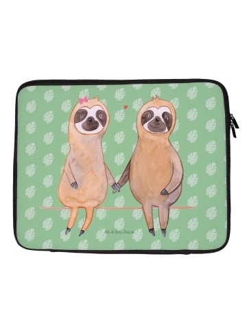 Mr. & Mrs. Panda Laptop Tasche Faultier Pärchen ohne Spruch in Tropengrün