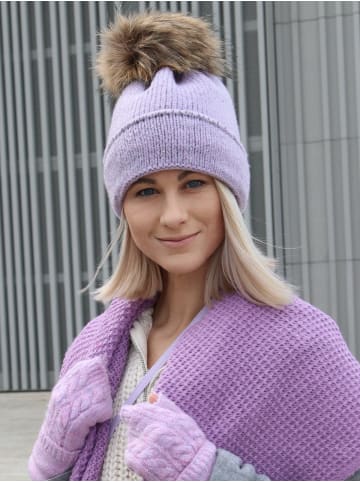 styleBREAKER Bommelmütze in Flieder