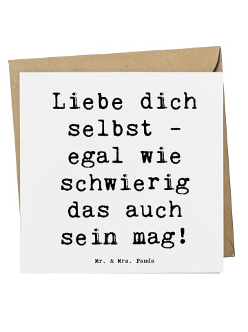 Mr. & Mrs. Panda Doppelkarte Spruch Selbstakzeptanz Liebe mit Sp... in Weiß