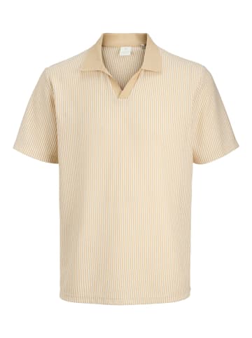 Jack & Jones Geripptes Kurzarm-Poloshirt mit Kragen Flachstrick in Orange