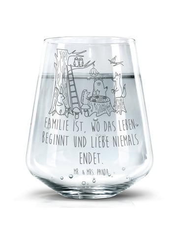 Mr. & Mrs. Panda Trinkglas Waldtiere Picknick mit Spruch in Transparent