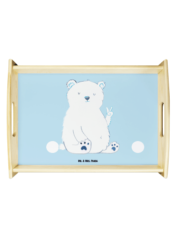 Mr. & Mrs. Panda Serviertablett Eisbär Faul ohne Spruch in Blau Pastell