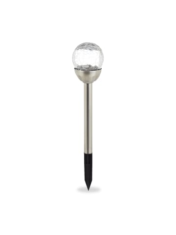 relaxdays 3 x Solarlampe "Kugel" in Silber/ Transparent