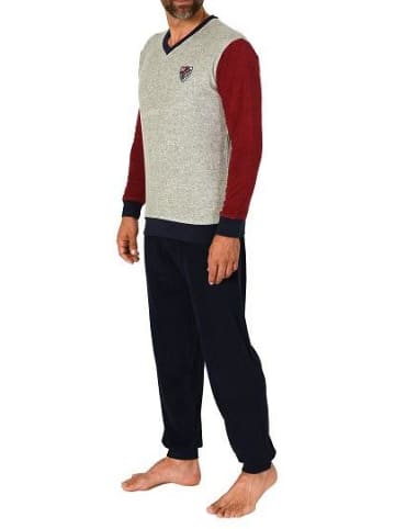 NORMANN Frottee Pyjama Schlafanzug & Bündchen - 82496 in rot