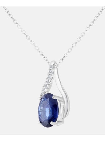 Diamant L'éternel Halskette mit Anhänger aus 375 Weißgold mit Diamant mit Saphir