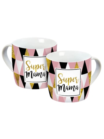 Geda Labels Tasse Super Mama Muster in Rosa - 300 ml