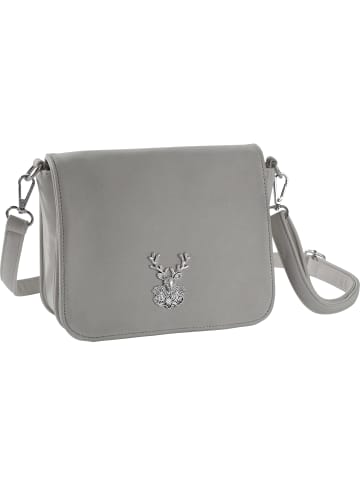 tectake Schicke Trachtenhandtasche in Wildlederoptik, grau