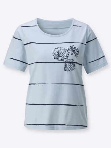 WITT WEIDEN Halbarmshirt in hellblau-marine-bedruckt