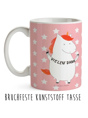 Mr. & Mrs. Panda Kaffeetasse Einhorn Dankeschön ohne Spruch in Rot Pastell