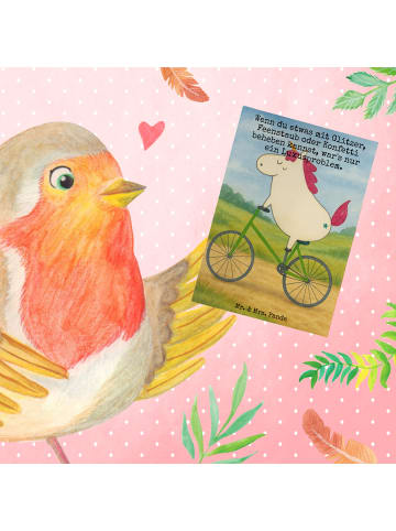 Mr. & Mrs. Panda Glückwunschkarte Einhorn Radfahrer Design mit S... in Weiß