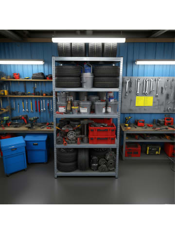 relaxdays Schwerlastregal in Silber - (B)90 x (H)180 x (T)40 cm