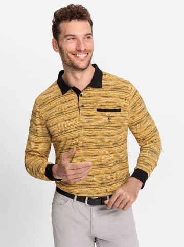 hajo Langarm-Poloshirt in ocker-meliert