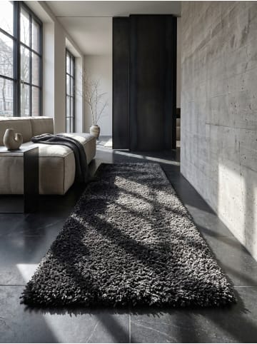 KADIMA DESIGN Teppich Hochflor Shaggy Waschbar Einfarbig RHEIN Strapazierfähig in Anthrazit