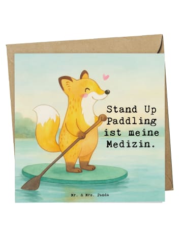 Mr. & Mrs. Panda Klappkarte Fuchs Stand Up Paddling Design mit S... in Weiß