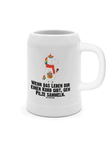 Mr. & Mrs. Panda Bierkrug Einhorn Pilz mit Spruch in Weiß