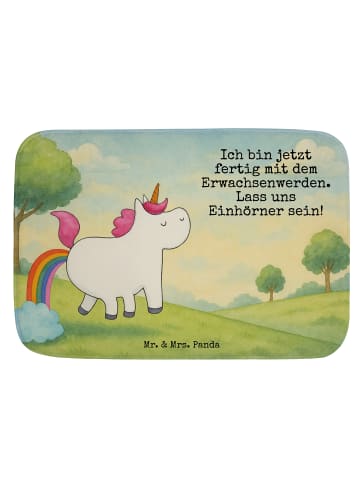 Mr. & Mrs. Panda Badeteppich Einhorn Pupsen Design mit Spruch in Weiß
