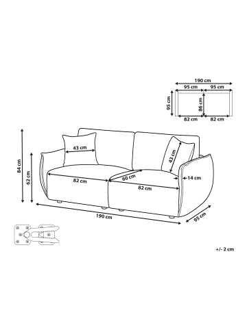 Beliani 2-tlg Modulsofa MESNALI in Beige/Schwarz