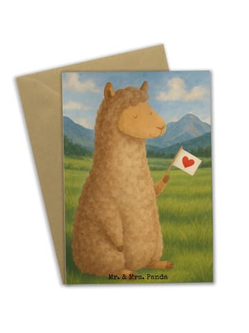 Mr. & Mrs. Panda Beileidskarte Alpaka Fahne Design ohne Spruch in Weiß
