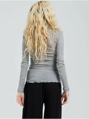Seamless Basic Hemd Cotton Granddad in Grey Melange
