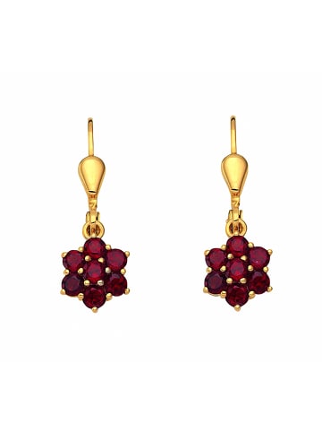 Adeliás Damen 333 Gold Ohrringe / Ohrhänger mit Granat in rot