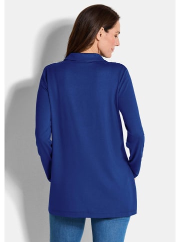 GOLDNER Kurzgröße:  Halbarm Blusenshirt mit Hemdkragen in royalblau