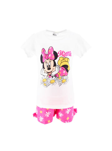 Disney Minnie Mouse 2tlg. Outfit: Schlafanzug Sommer Shirt und Hose in Weiß