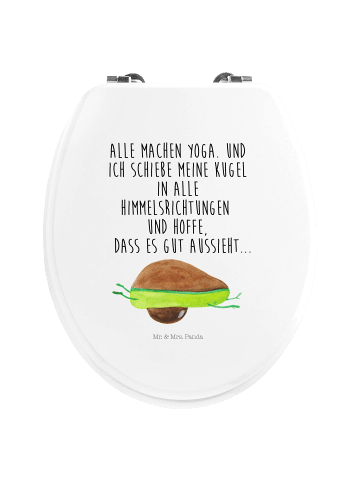 Mr. & Mrs. Panda Motiv WC Sitz Avocado Yoga mit Spruch in Weiß