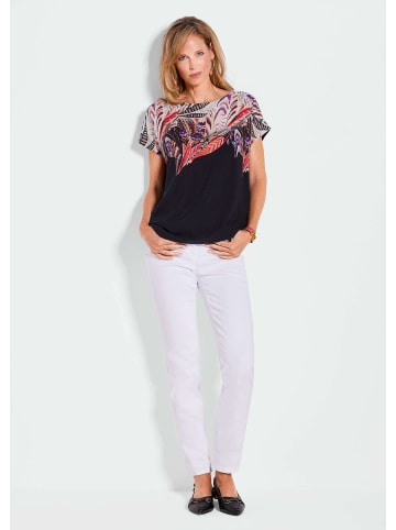 GOLDNER Kurzgröße:  Elegantes Oberteil mit Ethno-Muster in schwarz / gemustert